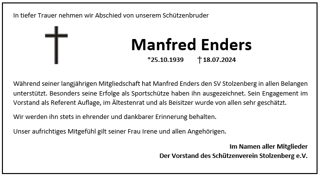 Taueranzeige Manfred Enders